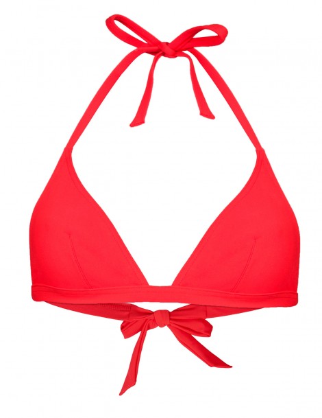 The red triangle bikini top